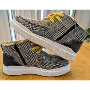 Romika Helsinki 02 Plaid Black Yellow Fur Boot Zip-Up & Lace Sz 38 /7 US